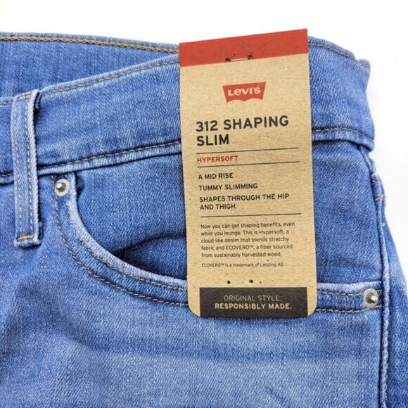 Levi's 312 Jeans Women's 32 SHORT Blue Mid Rise Shaping Slim Stretch Denim NEW - Picture 7 of 14